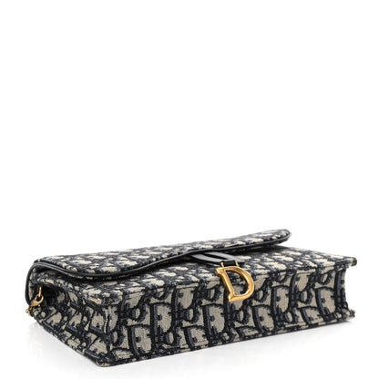 Christian Dior Oblique Saddle Chain Pouch Blue 4 of 12