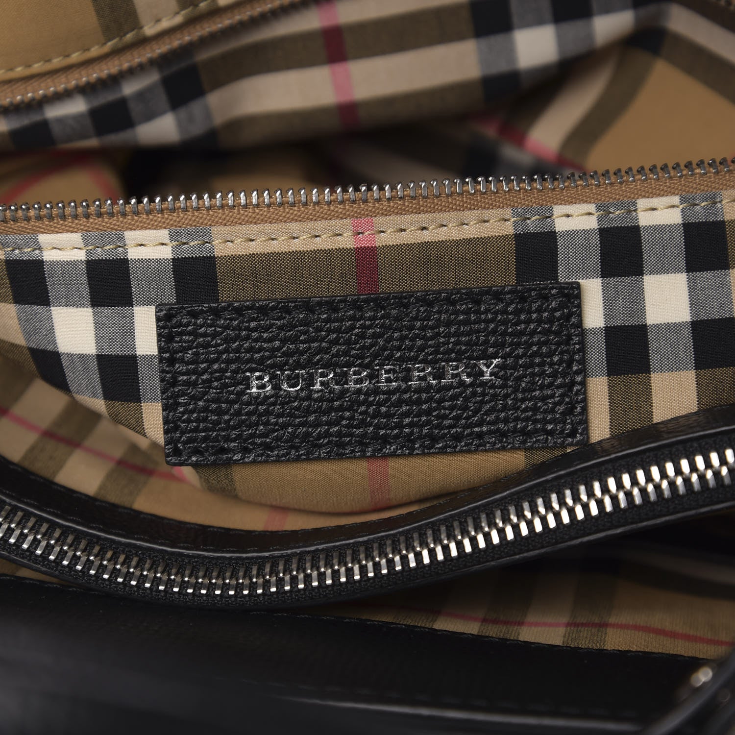 Burberry Grainy Calfskin House Check Medium Banner Tote Black 7 of 11