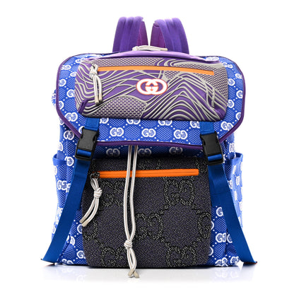 Gucci Jersey GG Monogram All Over Pan Sport Double Buckle Backpack  Blue Multicolor 1 of 10