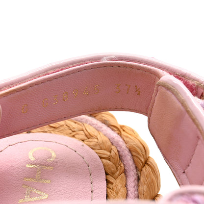 Chanel Tweed Patent Calfskin Velcro Dad Sandals 37.5 Pink Multicolor 8 of 14