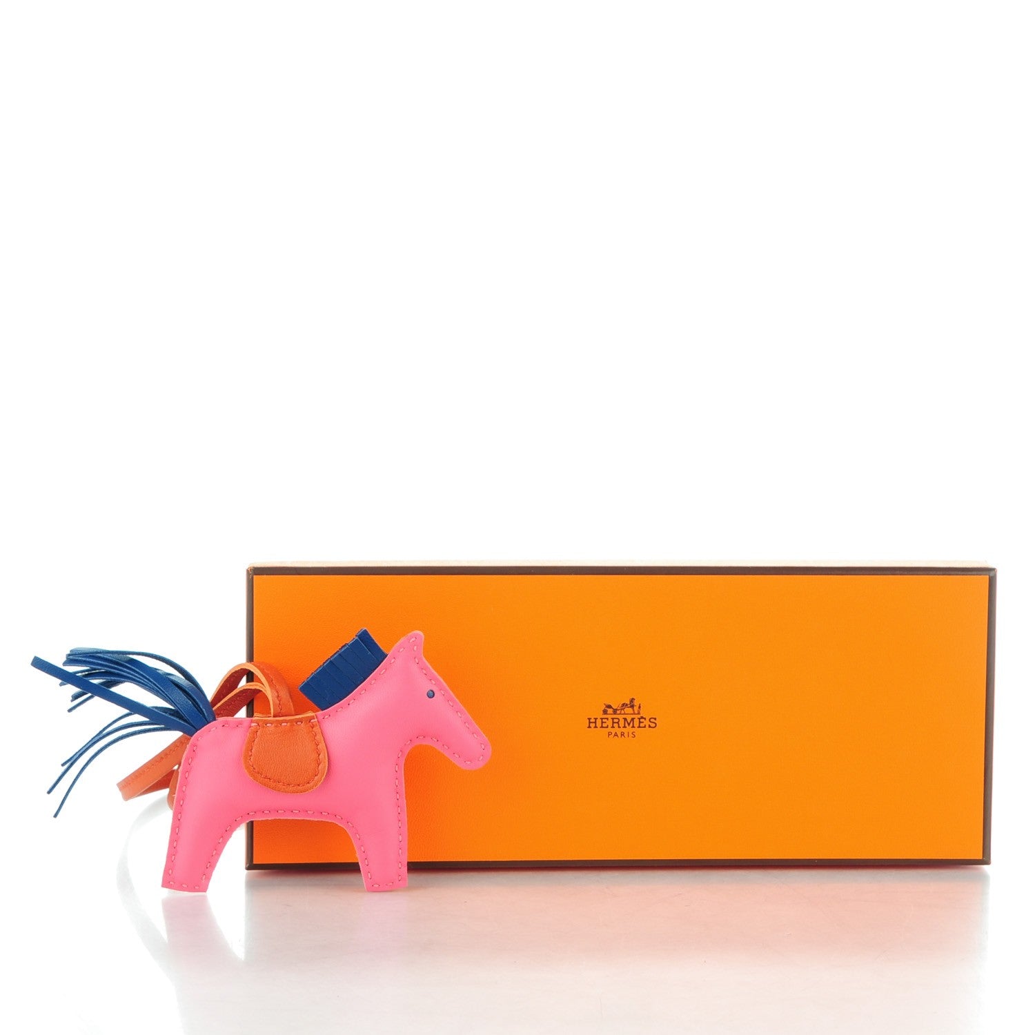 Hermes Milo Lambskin Grigri Rodeo Bag Charm PM Rose Azalee Cornaline Bleu De Malte 5 of 5