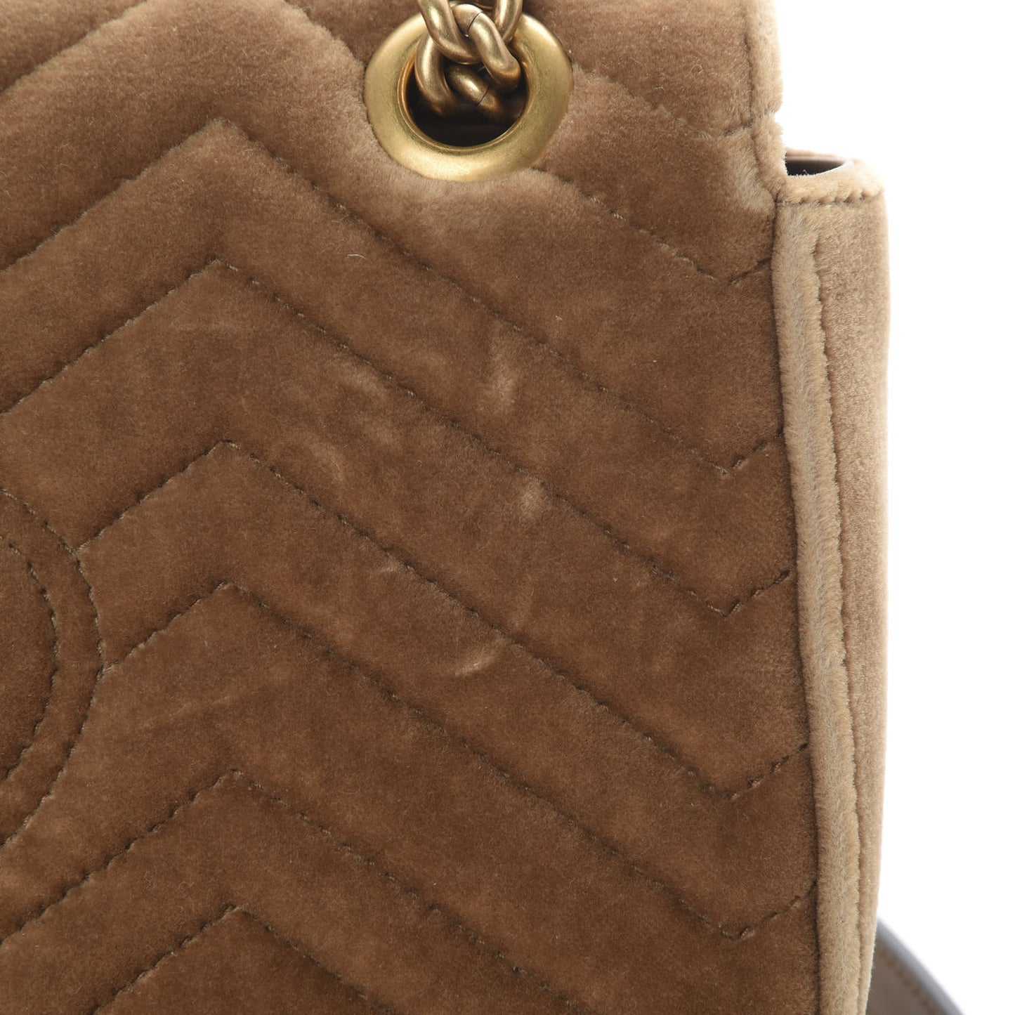 Velvet Matelasse Small GG Marmont Shoulder Bag Taupe