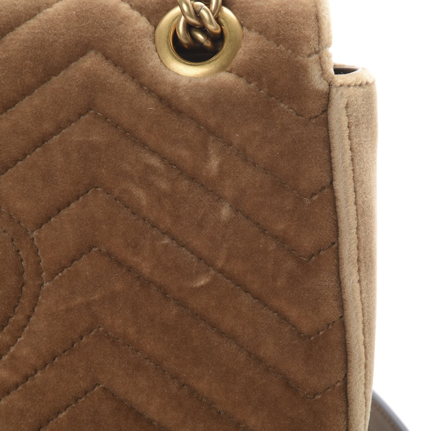 Gucci Velvet Matelasse Small GG Marmont Shoulder Bag Taupe 10 of 12