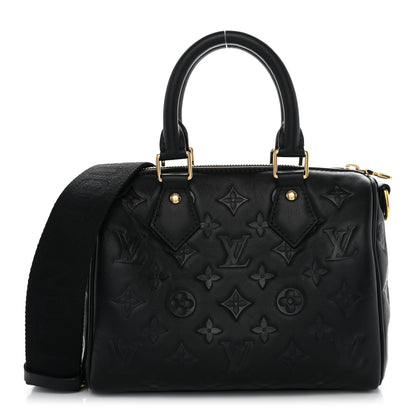 Louis Vuitton Lambskin Embossed Monogram Speedy 22 Bandouliere Black 1 of 9