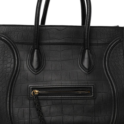Celine Crocodile Embossed Calfskin Large Phantom Luggage Black 7 of 12