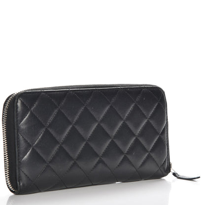 Chanel Lambskin Quilted Large Gusset Zip Around Wallet Black 3 of 10
