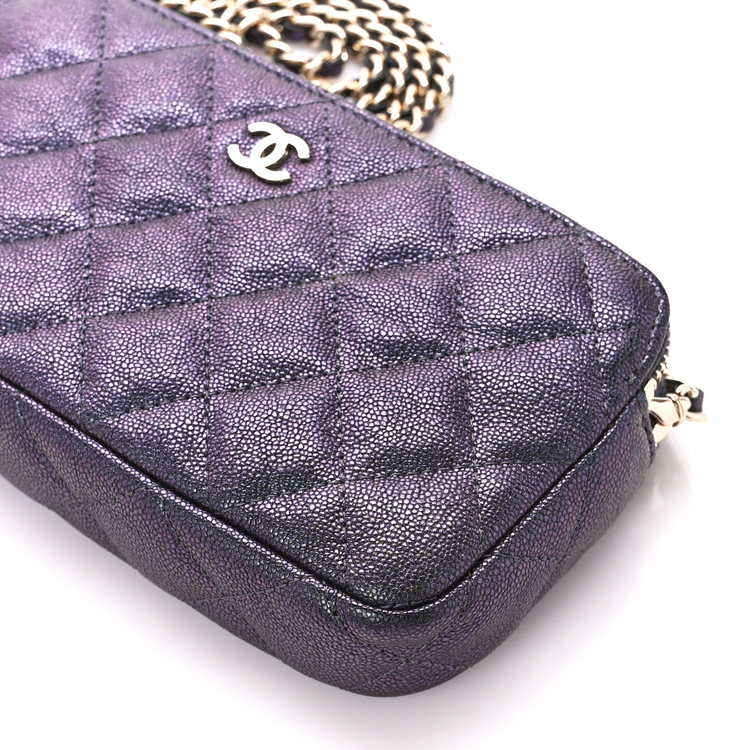Chanel Iridescent Caviar Quilted Small Clutch With Chain Black 13 of 14