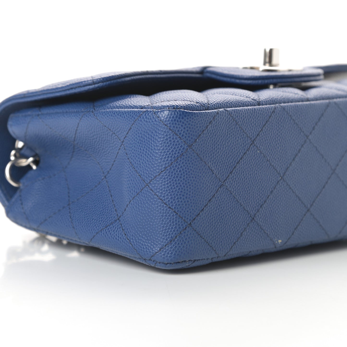 Caviar Quilted Mini Rectangular Flap Blue