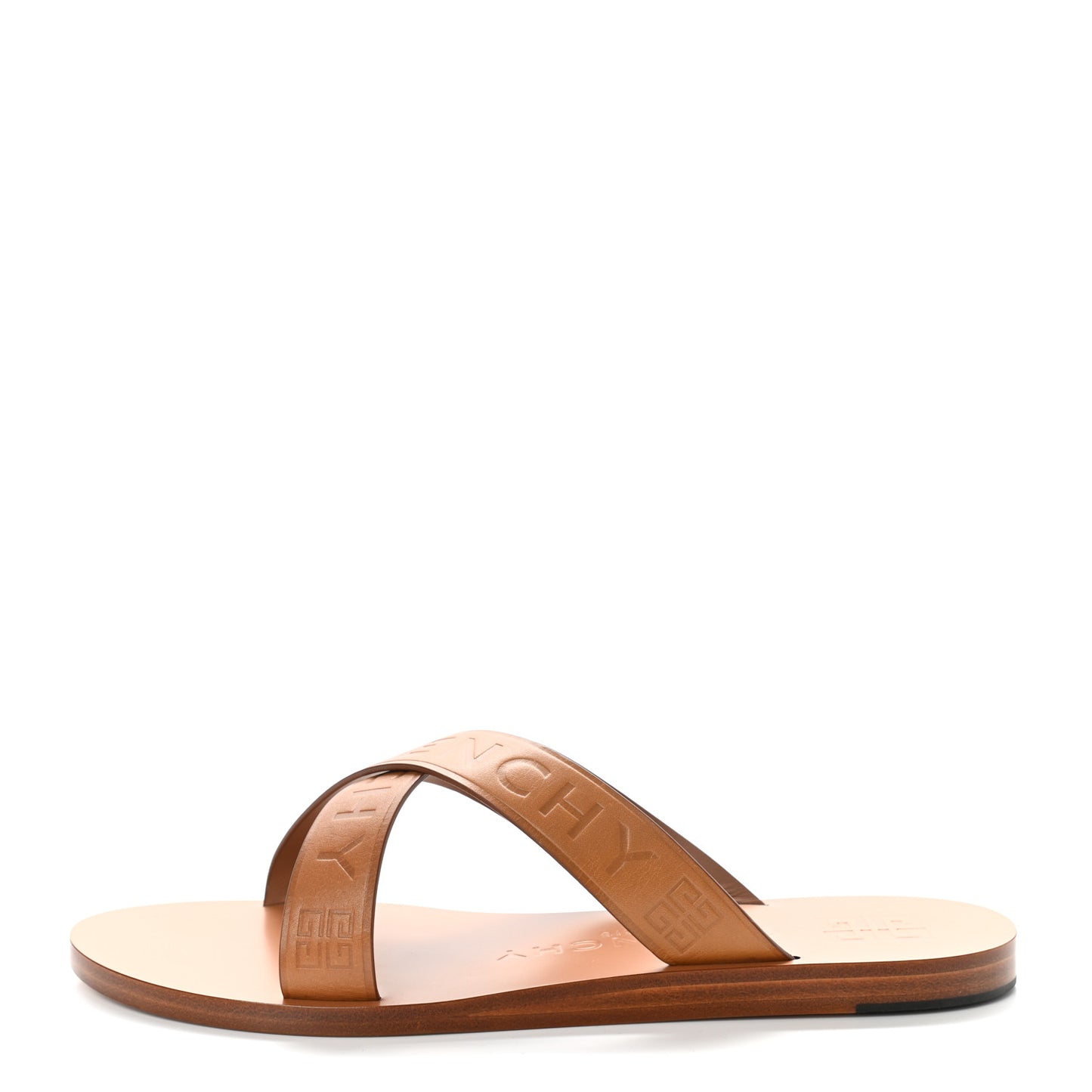Calfskin Logo Strap Sandals 38 Brown
