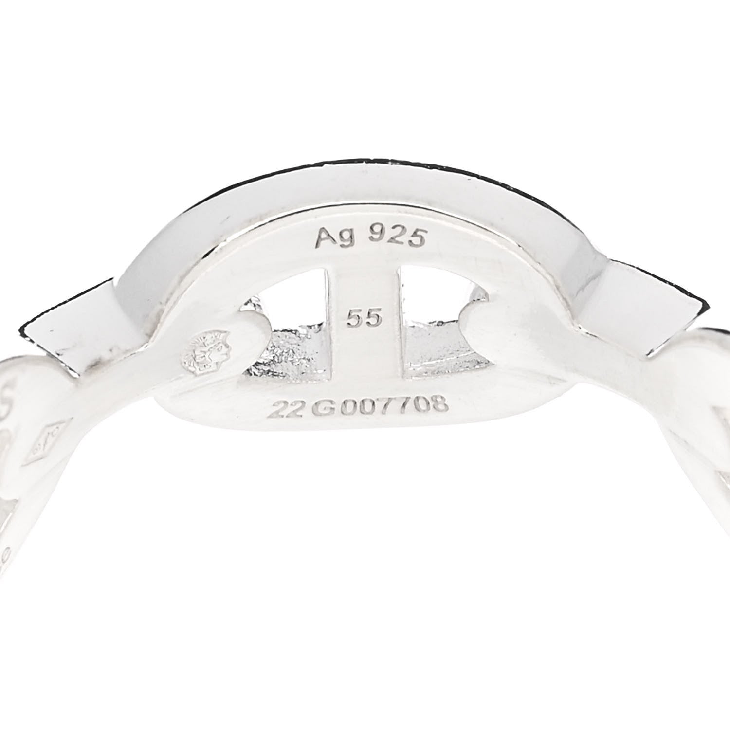 Hermes Sterling Silver PM Chaine d'Ancre Enchainee Band Ring 55 7.25 5 of 6