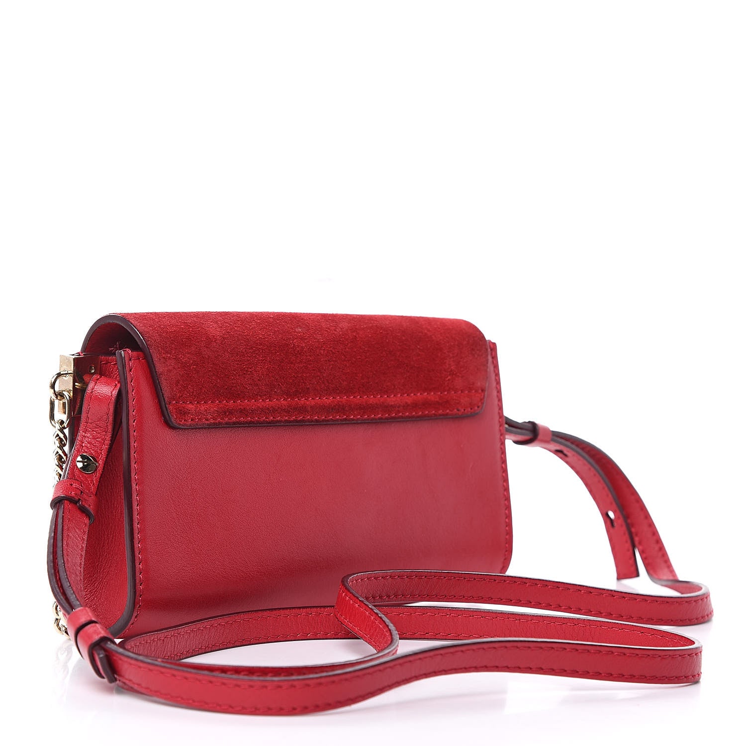 Chloe Suede Calfskin Mini Faye Shoulder Bag Tulip Red 3 of 13