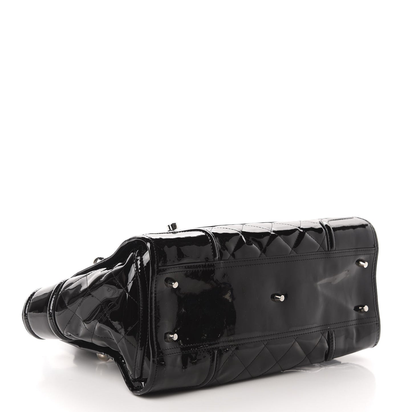 Patent Quilted Large Manor Tote Black