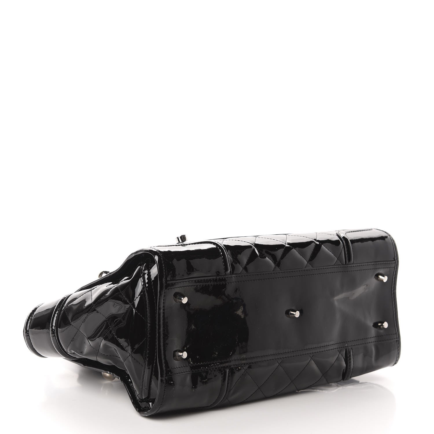 Burberry Patent Quilted Large Manor Tote Black 3 of 11