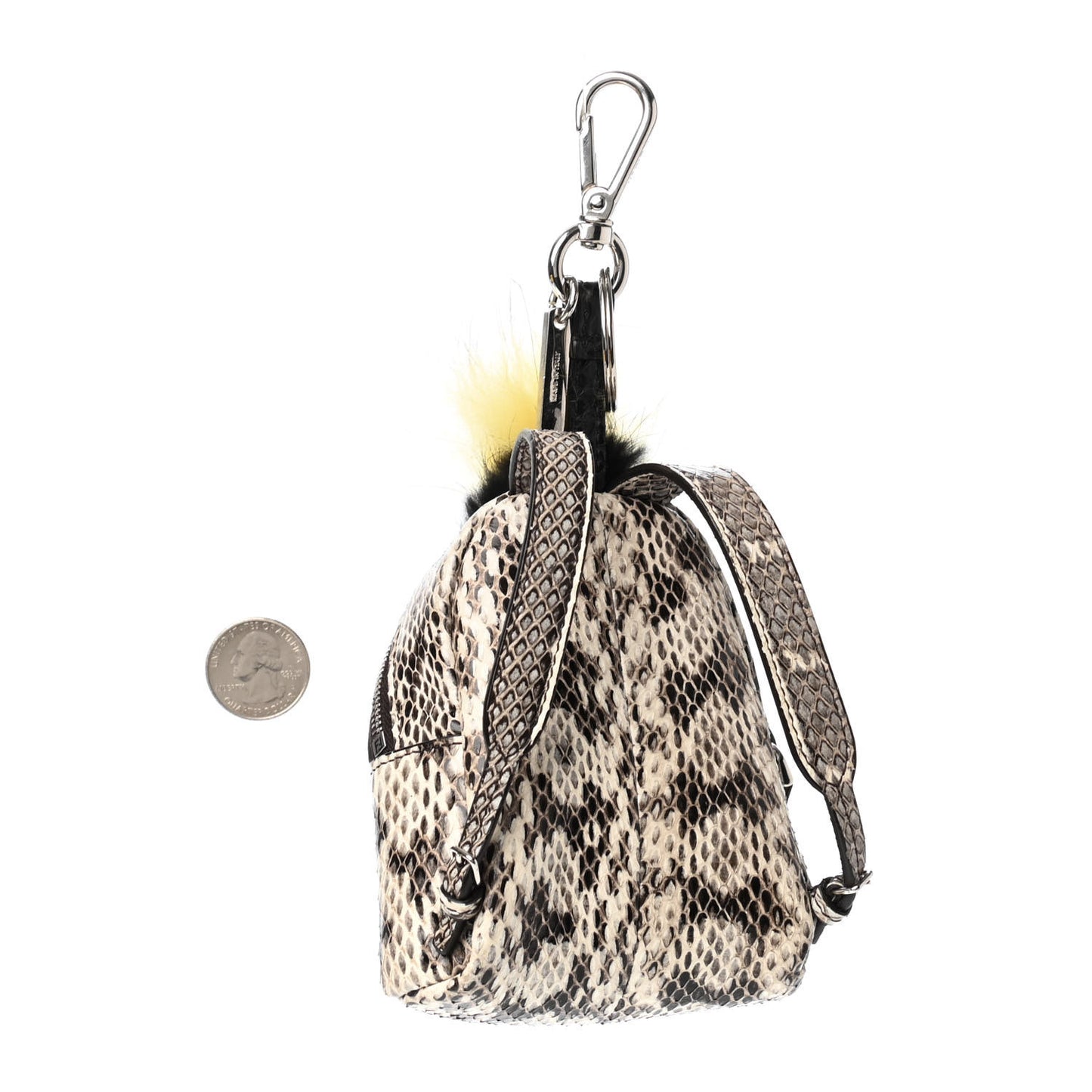 Elaphe Ayers Nutria Fox Fur Monster Eyes Mini Backpack Charm Natural Multicolor Black Sunflower