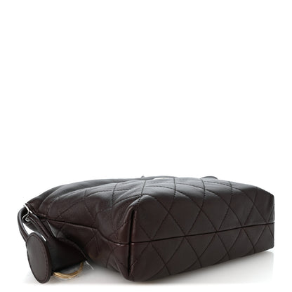Chanel Lambskin Quilted Drawstring Clutch With Strap Dark Brown 4 of 10