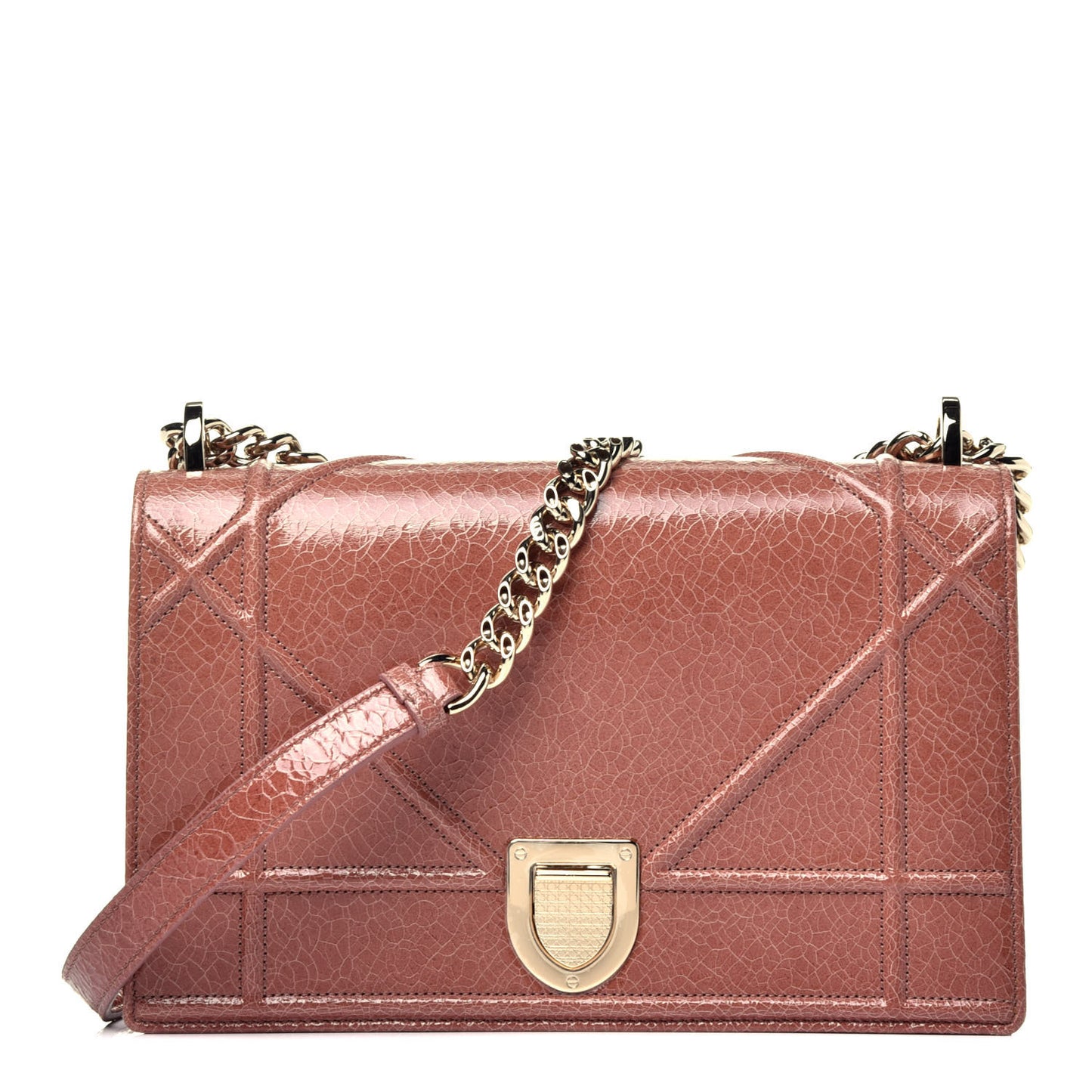 Ceramic Effect Deerskin Medium Diorama Flap Bag Dark Petal