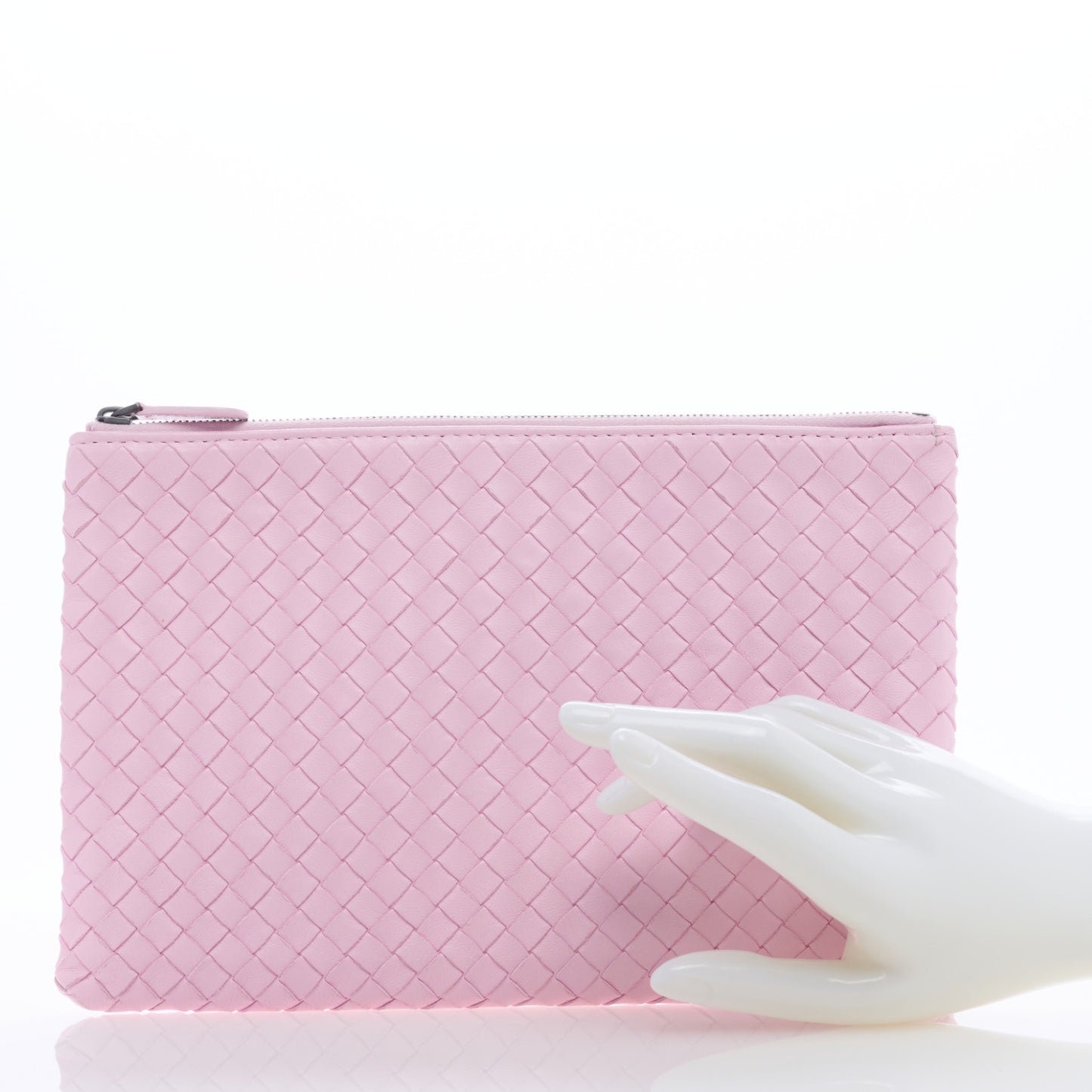 Nappa Intrecciato Medium Zip Pouch Pink