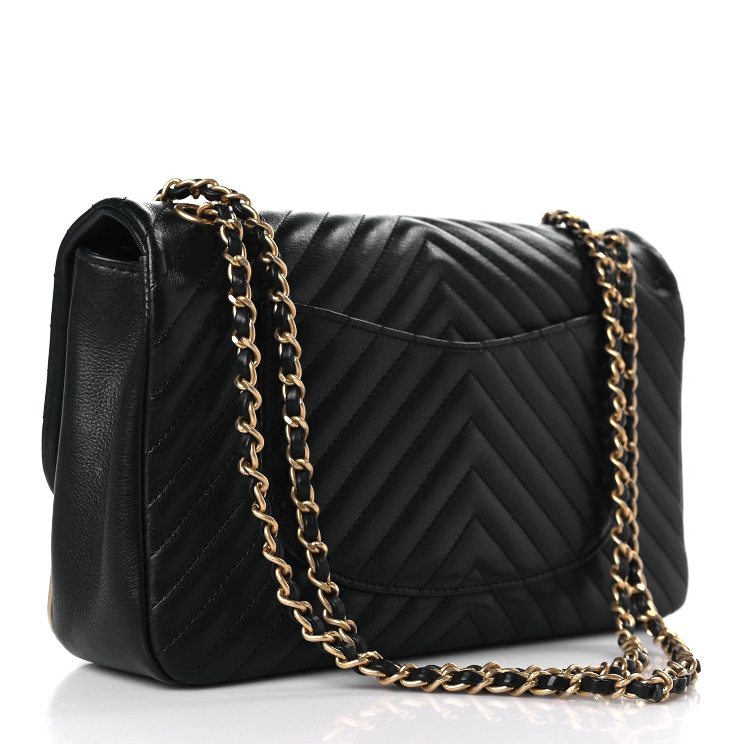Chanel Calfskin Chevron Quilted Rock The Corner Flap Black 3 of 9