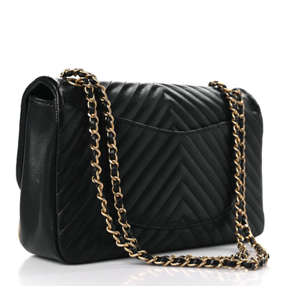 Chanel Calfskin Chevron Quilted Rock The Corner Flap Black 3 of 9