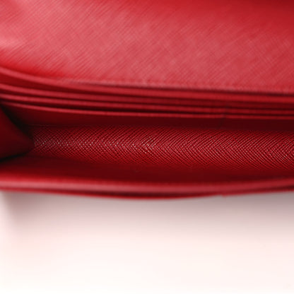 Prada Saffiano Metal Wallet With Chain Fuoco 6 of 8