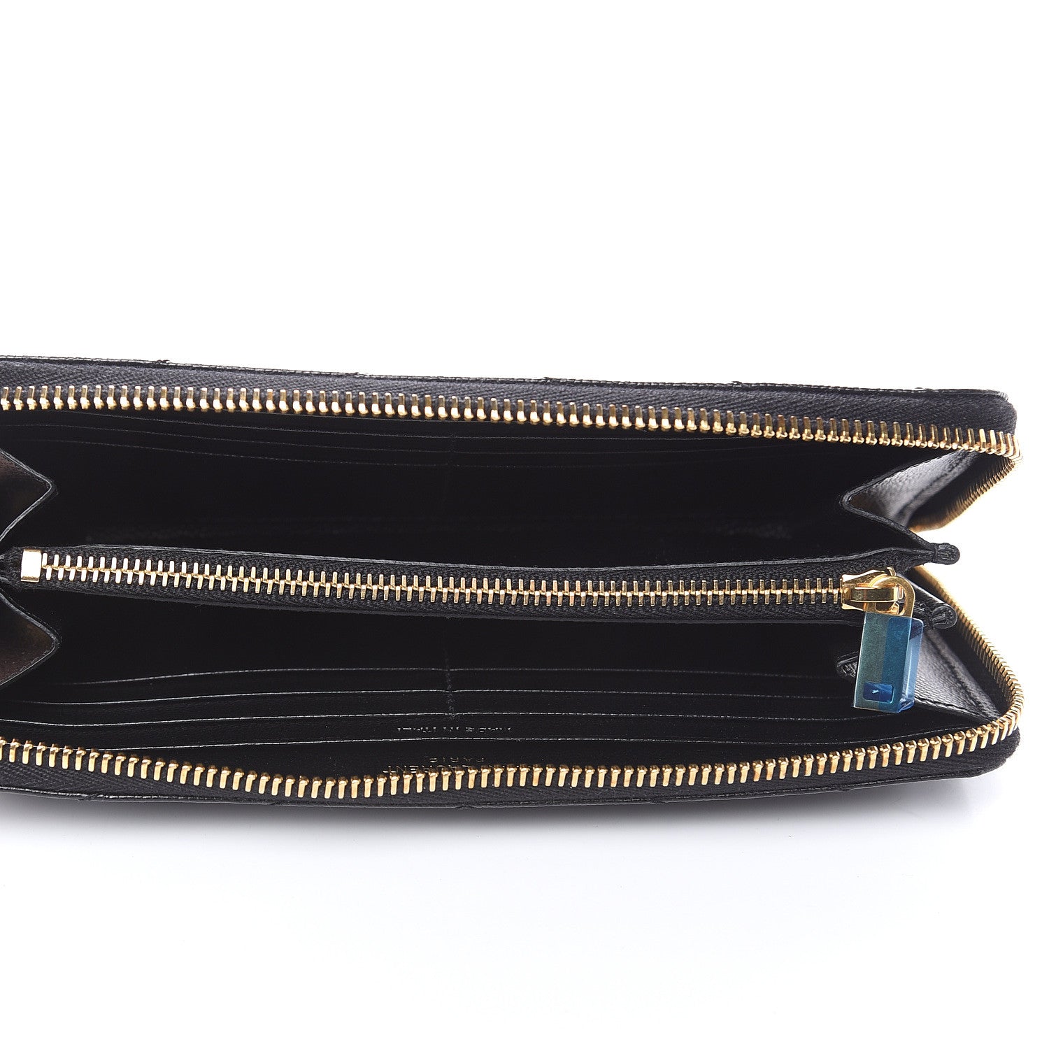 Saint Laurent Grain De Poudre Matelasse Chevron Monogram Zip Around Wallet Black 5 of 7