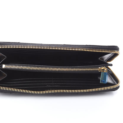 Saint Laurent Grain De Poudre Matelasse Chevron Monogram Zip Around Wallet Black 5 of 7