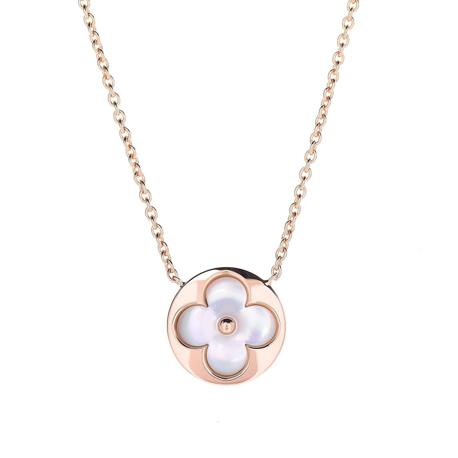 Louis Vuitton 18K Pink Gold Mother Of Pearl Blossom Sun Pendant Necklace 4 of 8