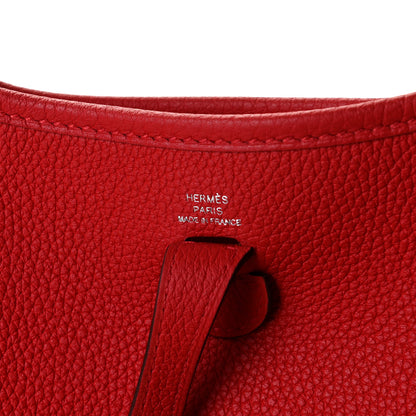 Hermes Taurillon Clemence Evelyne TPM Rouge De Coeur Bleu Du Nord 7 of 8
