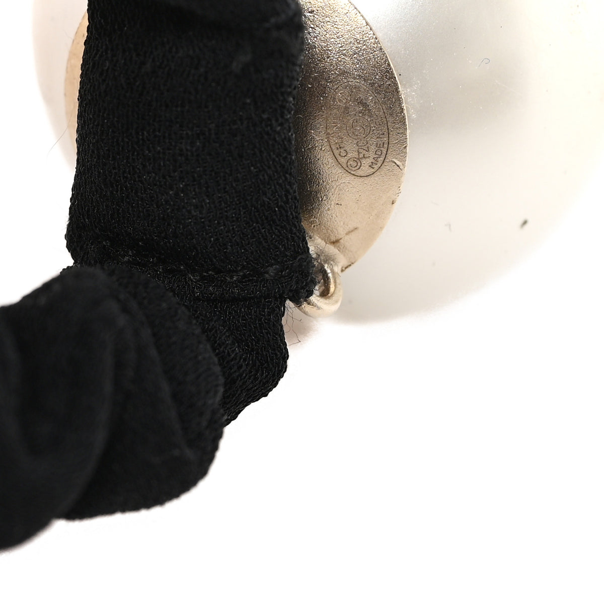 Chanel Pearl CC Hair Tie Black Gold Pearly White 3 of 6
