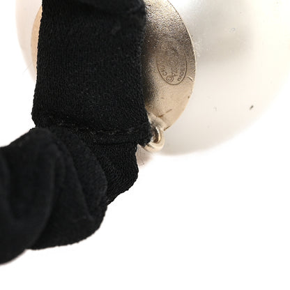 Chanel Pearl CC Hair Tie Black Gold Pearly White 3 of 6