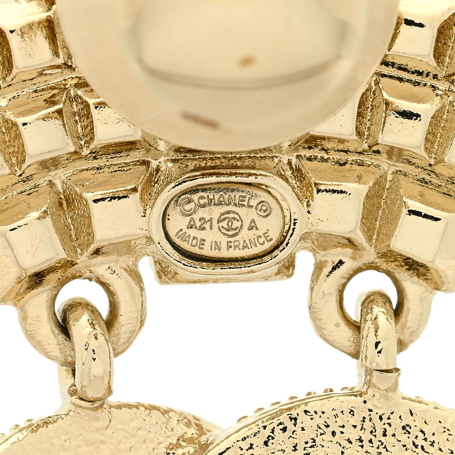 Chanel Pearl Crystal CC Crown Brooch Gold 4 of 4