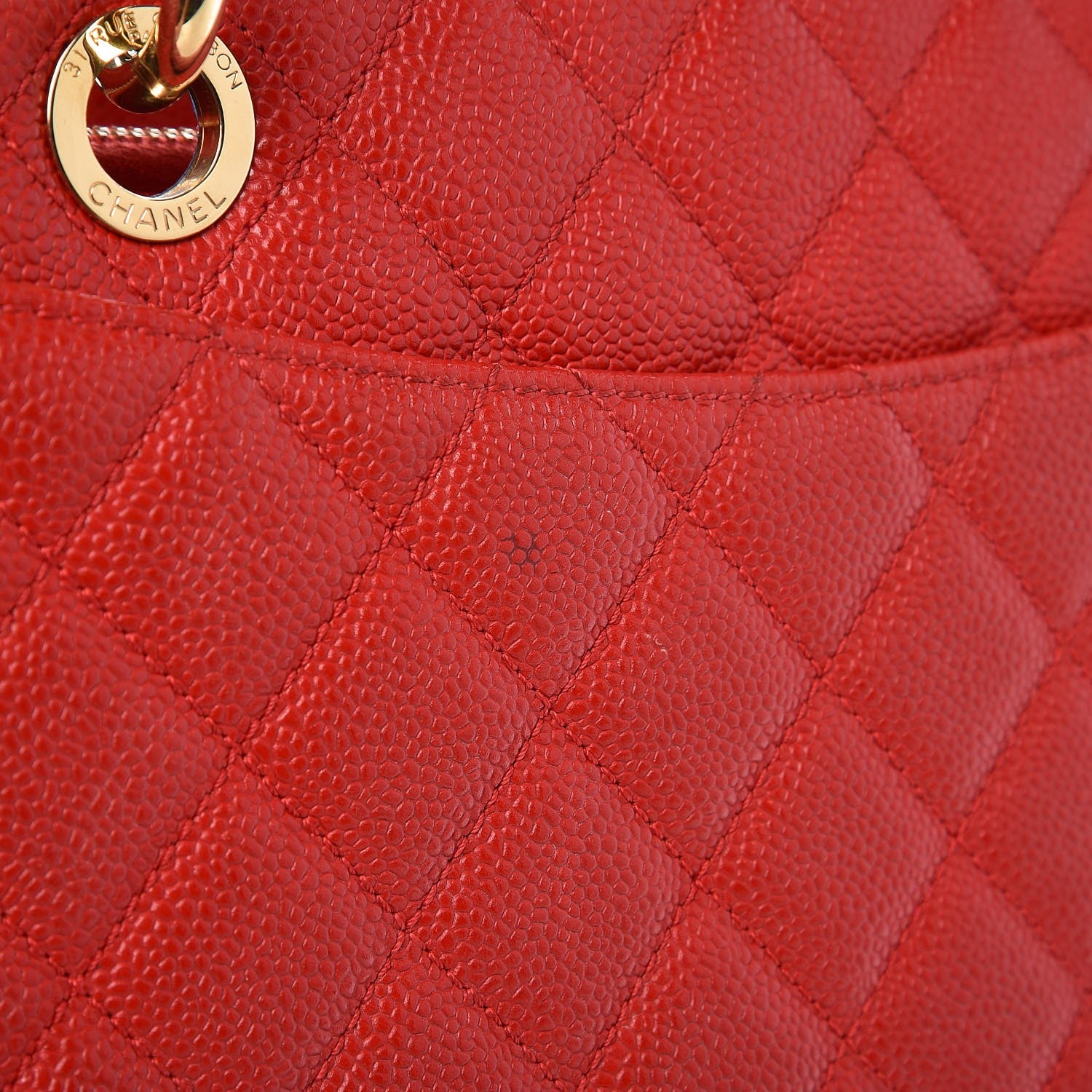 Chanel Caviar Quilted Grand Shopping Tote GST Red 12 of 13