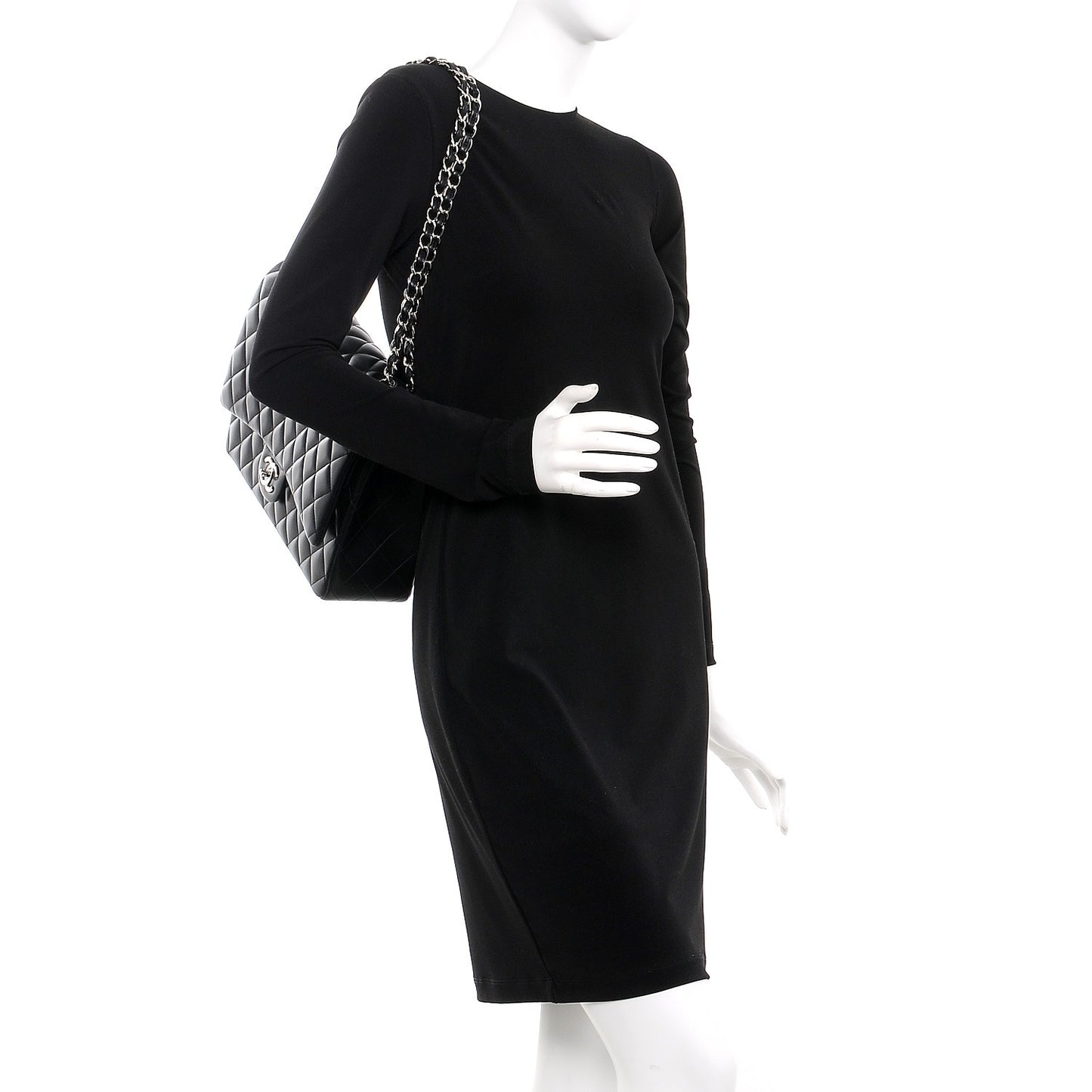 Lambskin Quilted Maxi Double Flap Black