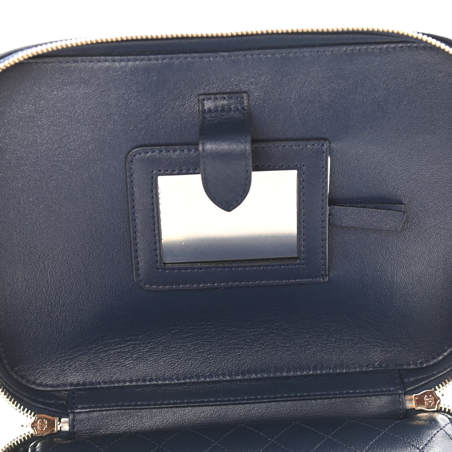 Caviar Quilted Large CC Filigree Vanity Case Navy