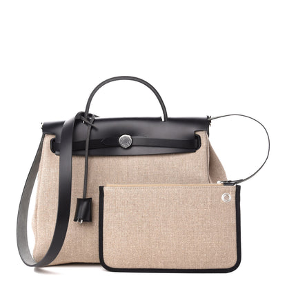 Hermes Military Toile Vache Hunter Herbag Zip Retourne 31 PM Ficelle Black 1 of 15