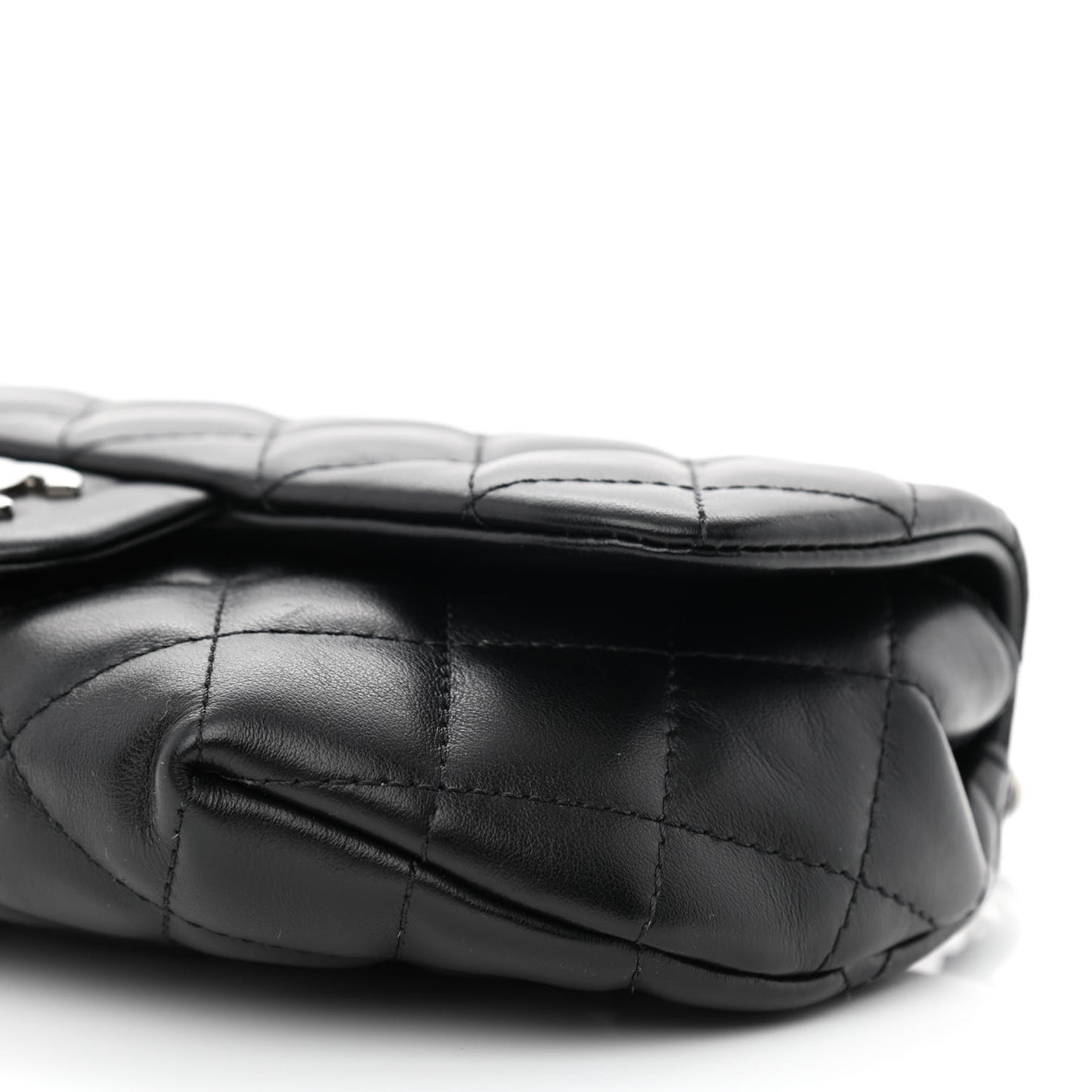 Calfskin Quilted CC Uniform Flap Belt Bag Black