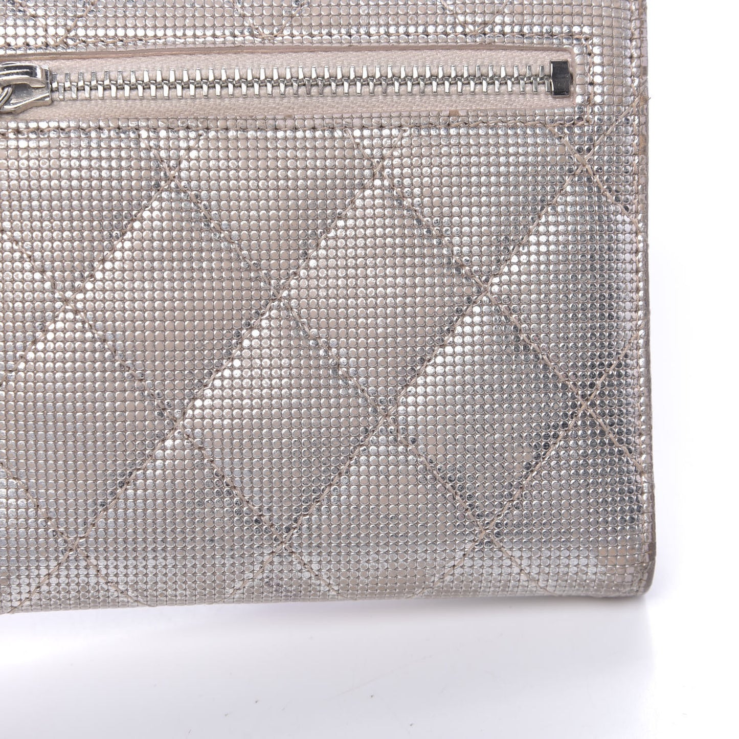 Metallic Calfskin Pixel Effect Quilted Compact Flap Wallet Gold