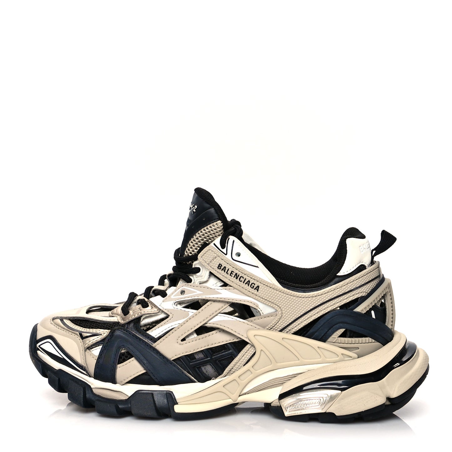 Rubber Mesh Bi-Color Mens Track.2 Open Sneakers 40 Beige Black