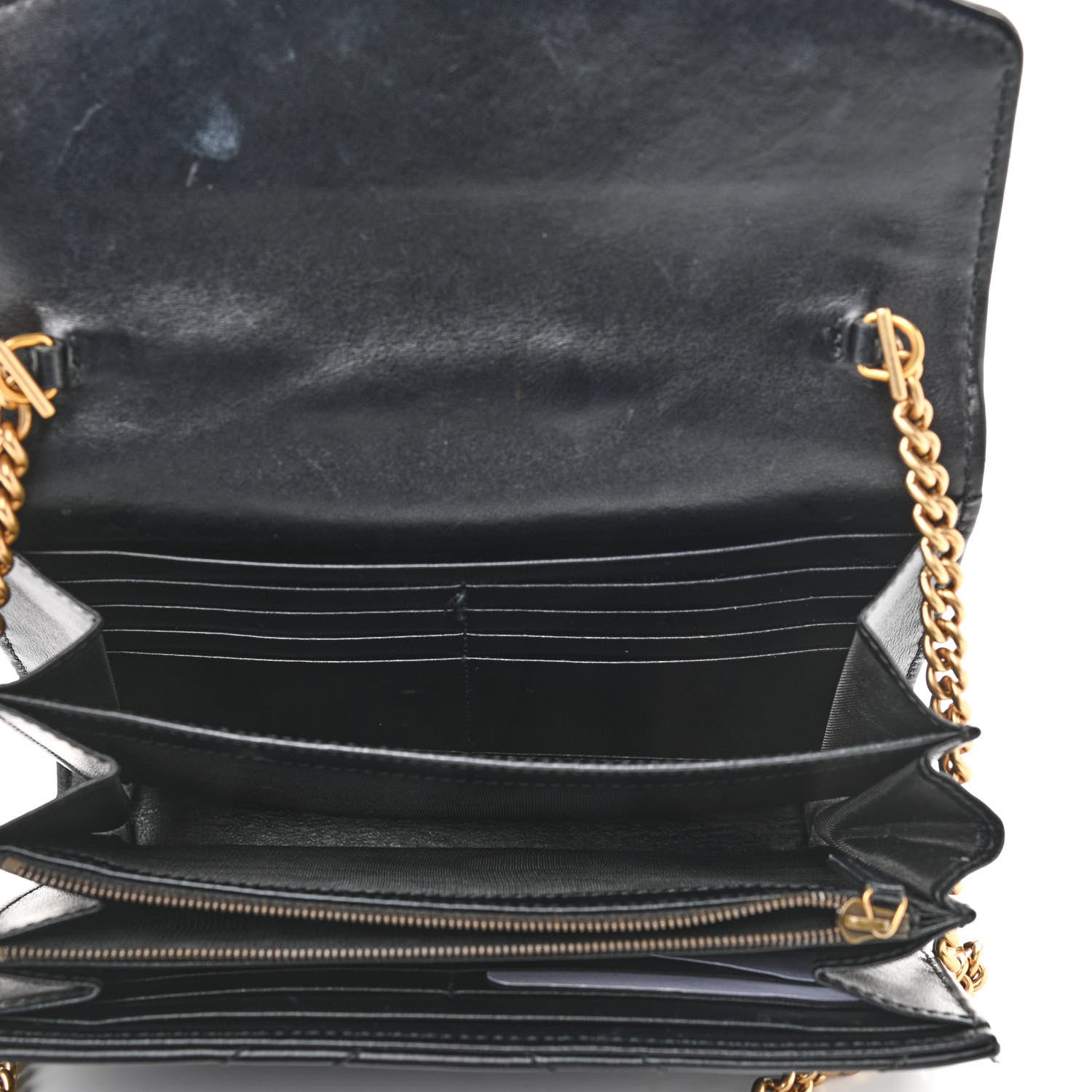 Gucci Calfskin Matelasse GG Marmont Chain Wallet Black 5 of 13