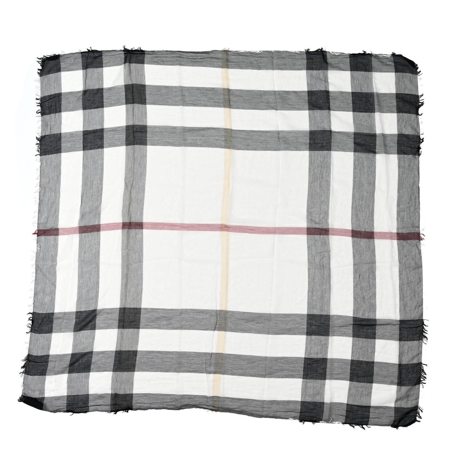 Silk Giant Check Scarf Ivory