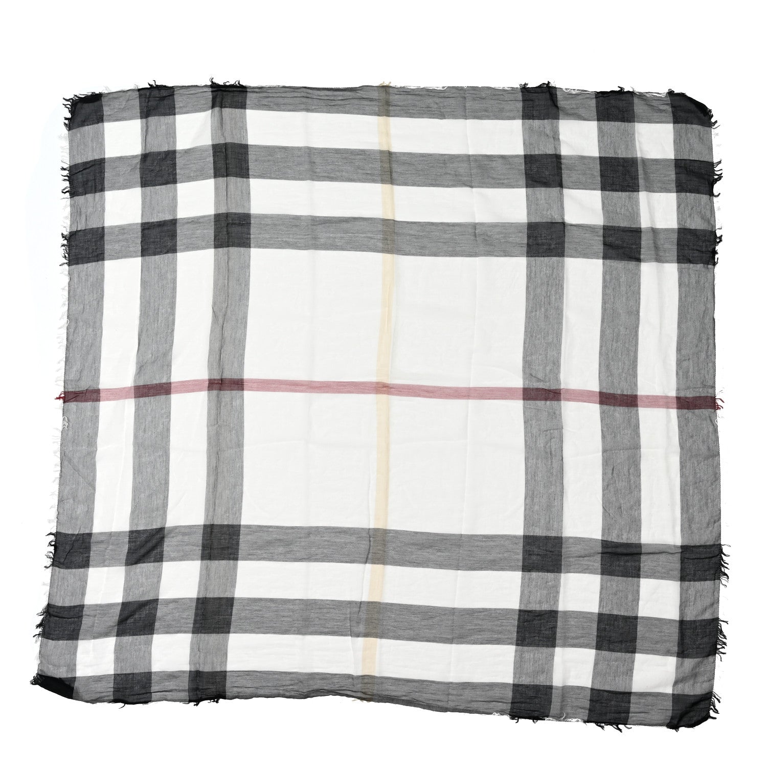 Burberry Silk Giant Check Scarf Ivory 1 of 3