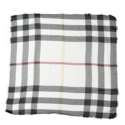 Burberry Silk Giant Check Scarf Ivory 1 of 3