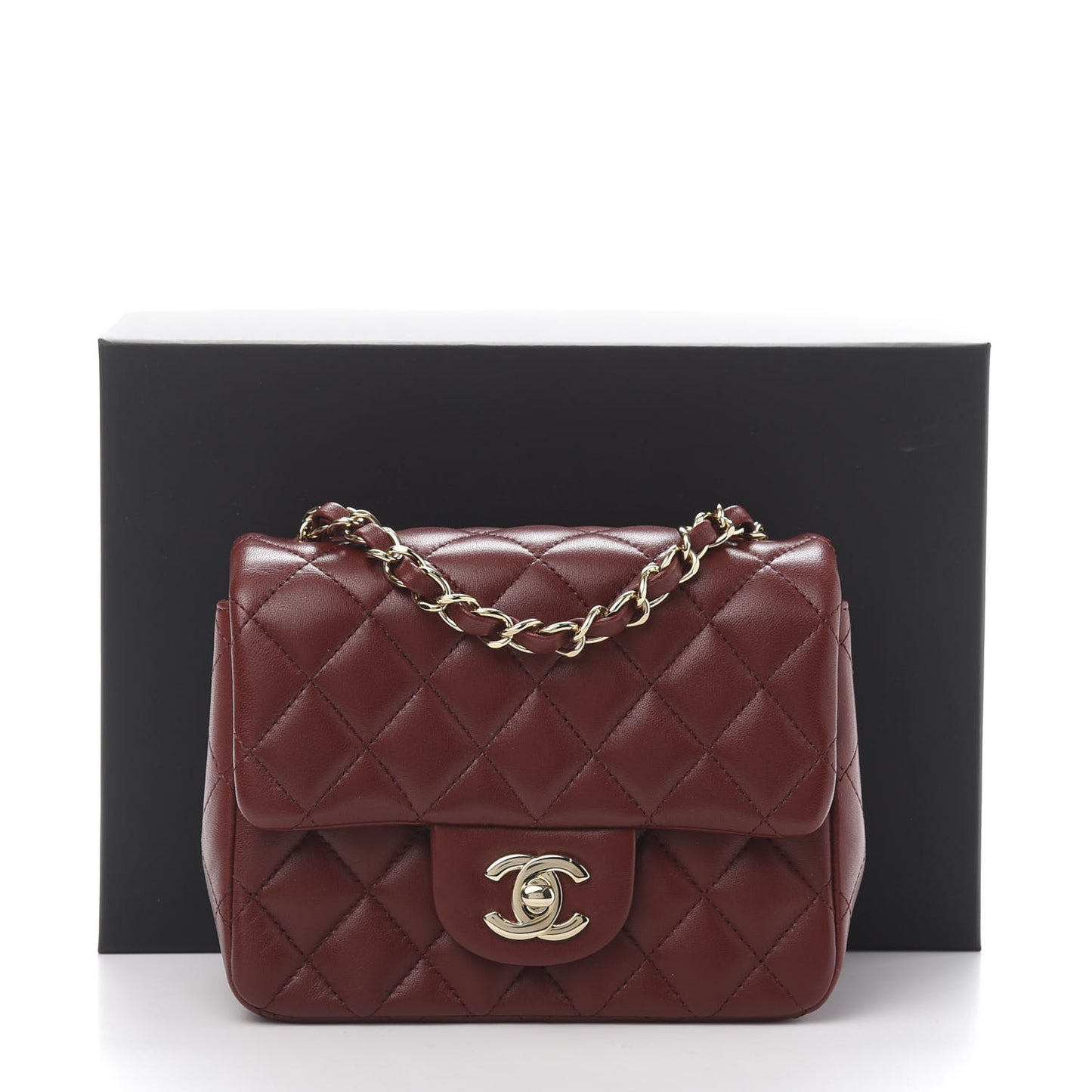 Lambskin Quilted Mini Square Flap Bordeaux