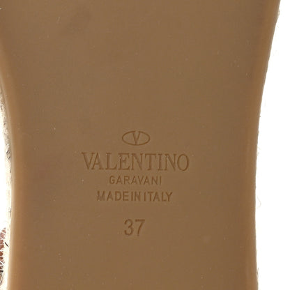 Valentino Garavani Canvas Leopard Print Rockstud Ankle Wrap Espadrille Flatform Sandals 37 Brown 8 of 8
