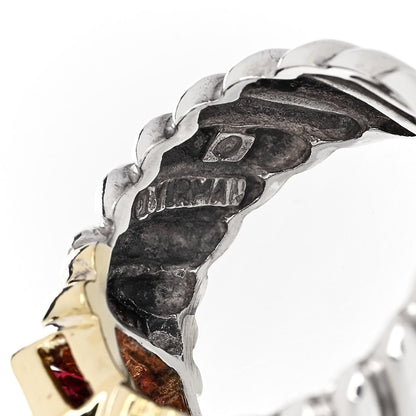 David Yurman Sterling Silver 14K Yellow Gold Pink Tourmaline Wide Cable Ring 53 6.25 4 of 5