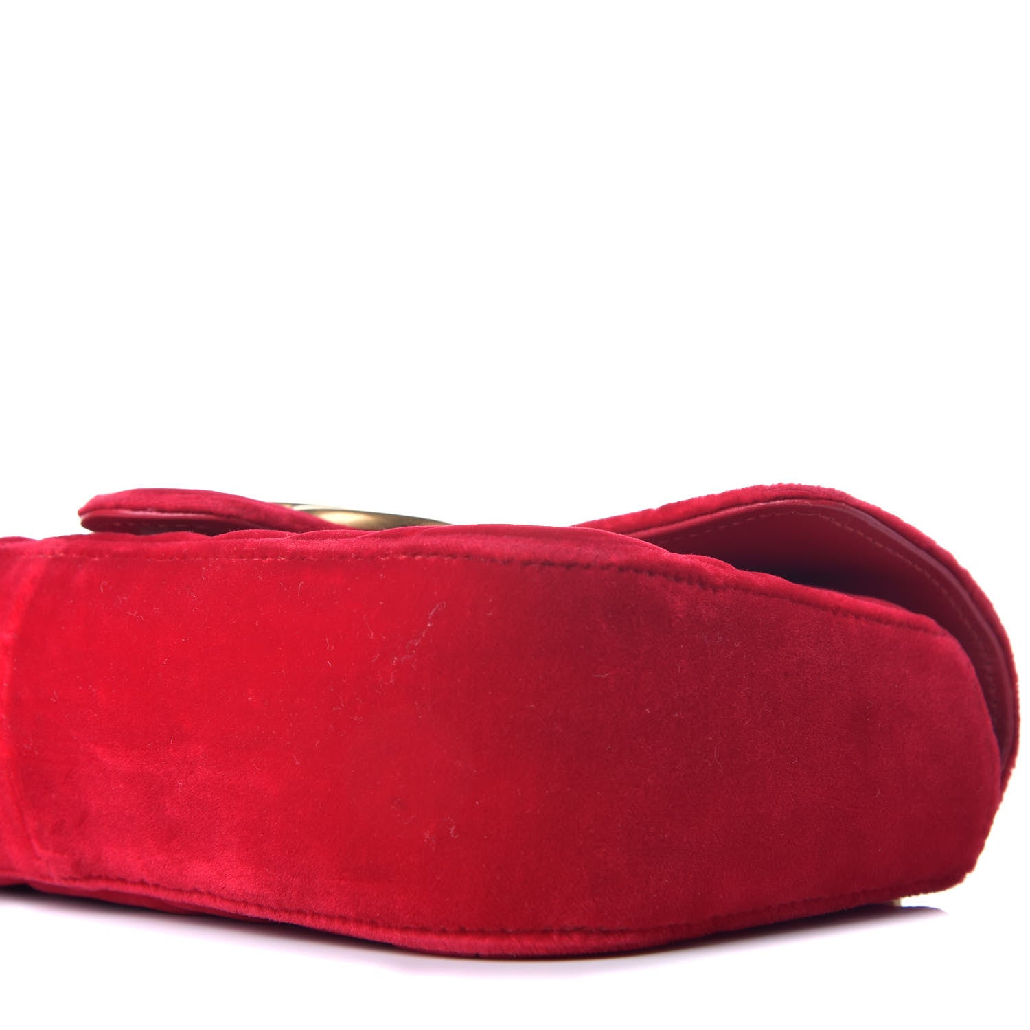 Gucci Velvet Matelasse Mini GG Marmont Shoulder Bag Hibiscus Red 9 of 9