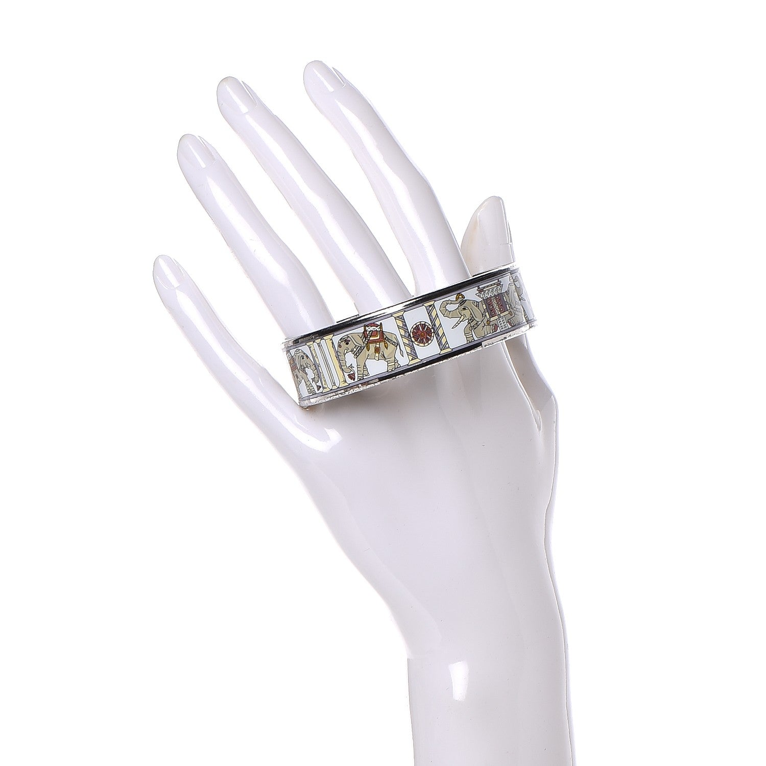 Hermes Enamel Printed Elephant Torana Wide Bracelet 65 2 of 6