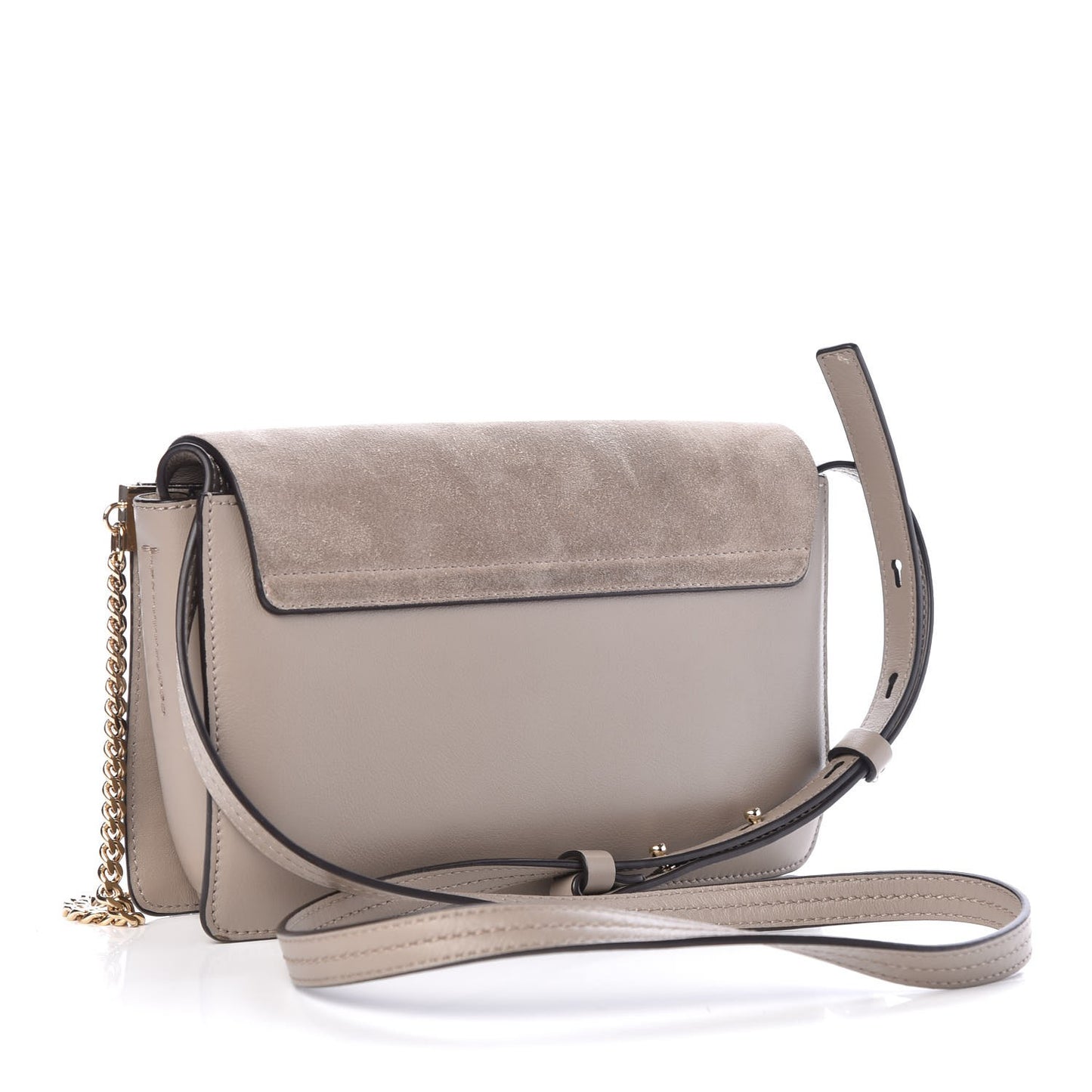 Suede Calfskin Small Faye Shoulder Bag Motty Grey