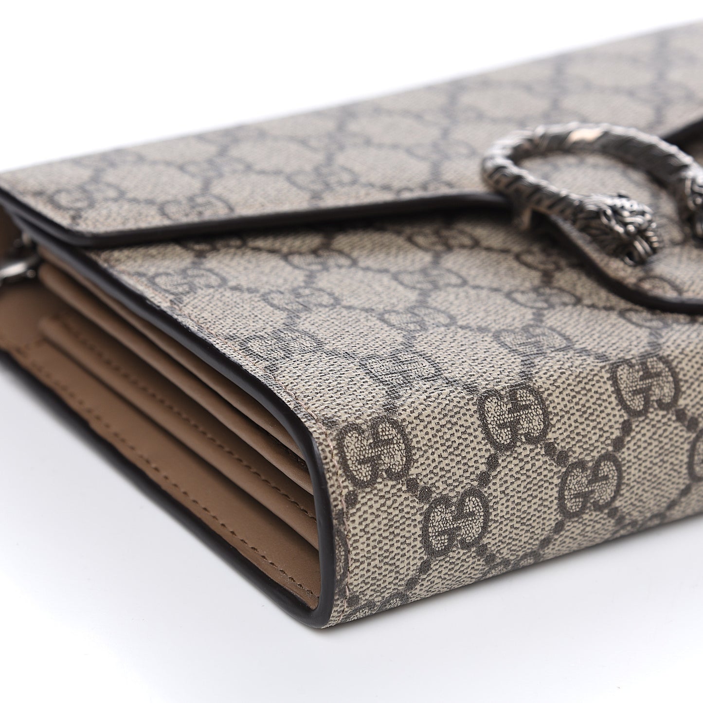 GG Supreme Monogram Mini Dionysus Chain Wallet Beige Taupe