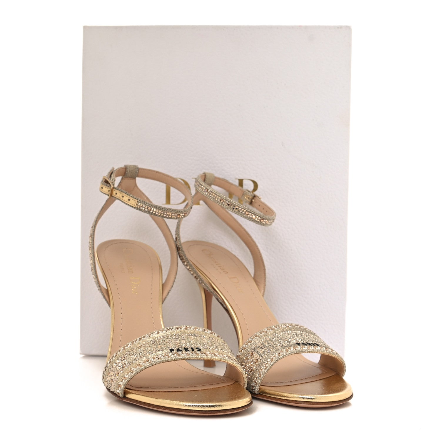 Christian Dior Cotton Strass Embroidered Dway Heeled Sandals 37